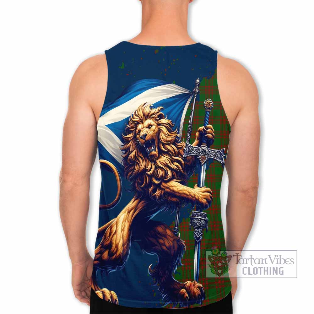 Tartan Vibes Clothing Menzies Tartan Family Crest Men's Tank Top with Scottish Majestic Lion