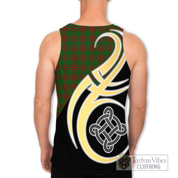 Menzies Tartan Men's Tank Top with Family Crest and Celtic Symbol Style