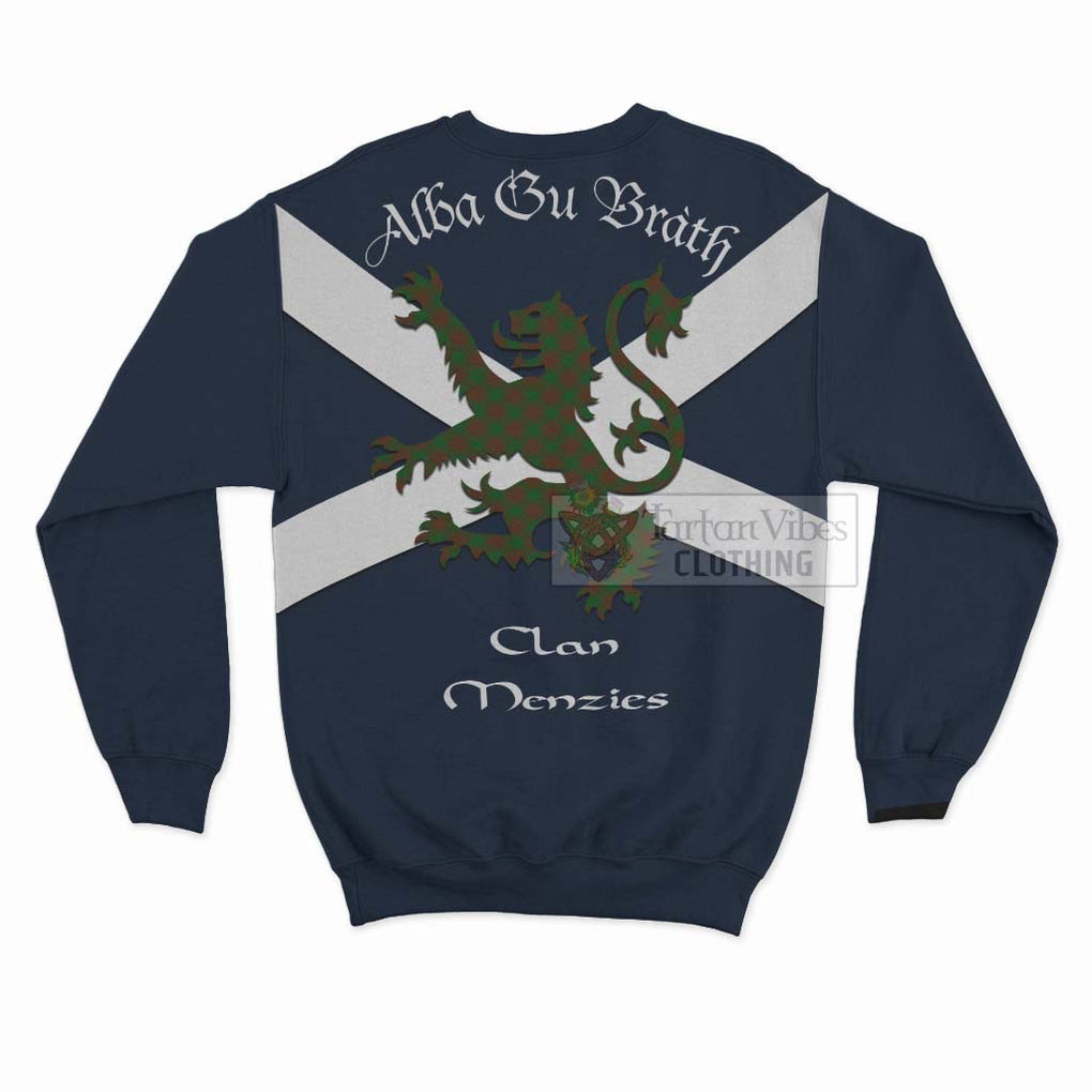 Tartan Vibes Clothing Menzies Tartan Lion Rampant Sweatshirt – Proudly Display Your Heritage with Alba Gu Brath and Clan Name