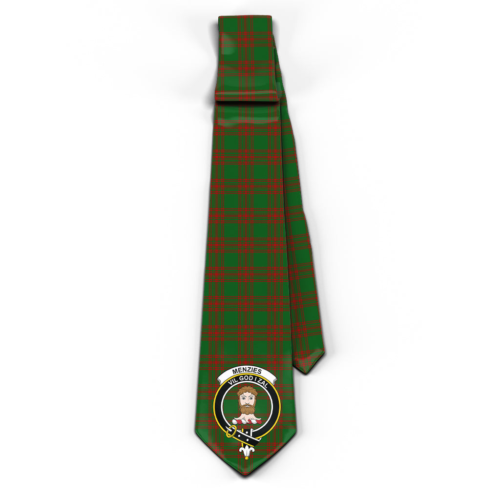 Menzies Tartan Classic Necktie with Family Crest - Tartan Vibes Clothing