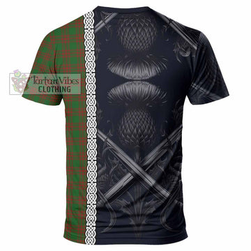 Menzies Tartan T-Shirt with Family Crest Cross Sword Thistle Celtic Vibes - Tartan Vibes Clothing