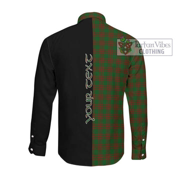 Menzies Tartan Long Sleeve Button Shirt with Family Crest and Half Of Me Style