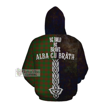 Menzies Tartan Family Crest Cotton Hoodie Alba Gu Brath Be Brave Lion Ancient Style Pullover Hoodie - Tartan Vibes Clothing