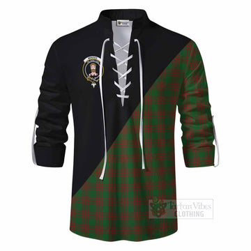 Menzies Tartan Ghillie Kilt Shirt with Family Crest and Military Logo Style