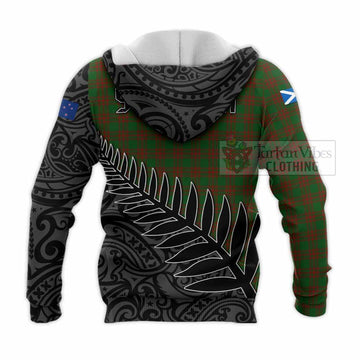 Menzies Crest Tartan Knitted Hoodie with New Zealand Silver Fern Half Style