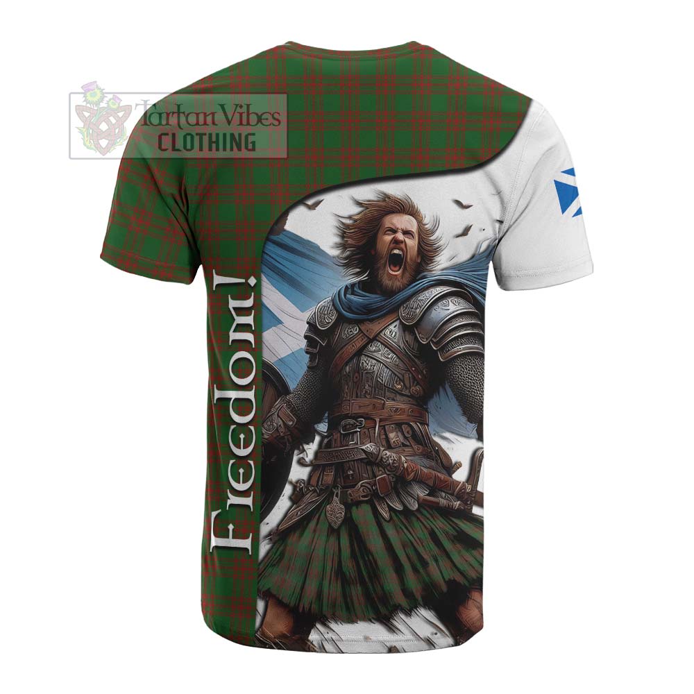 Tartan Vibes Clothing Menzies Crest Tartan Cotton T-shirt Inspired by the Freedom of Scottish Warrior