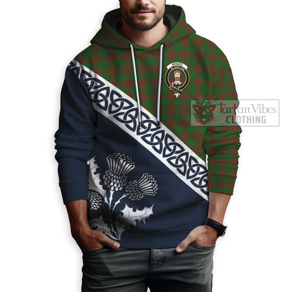 Tartan Vibes Clothing Menzies Tartan Hoodie Featuring Thistle and Scotland Map