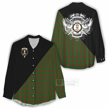 Menzies Tartan Women's Casual Shirt with Family Crest and Military Logo Style