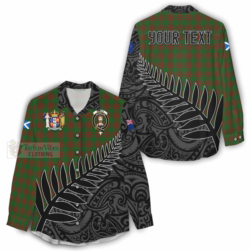 Tartan Vibes Clothing Menzies Crest Tartan Women's Casual Shirt with New Zealand Silver Fern Half Style