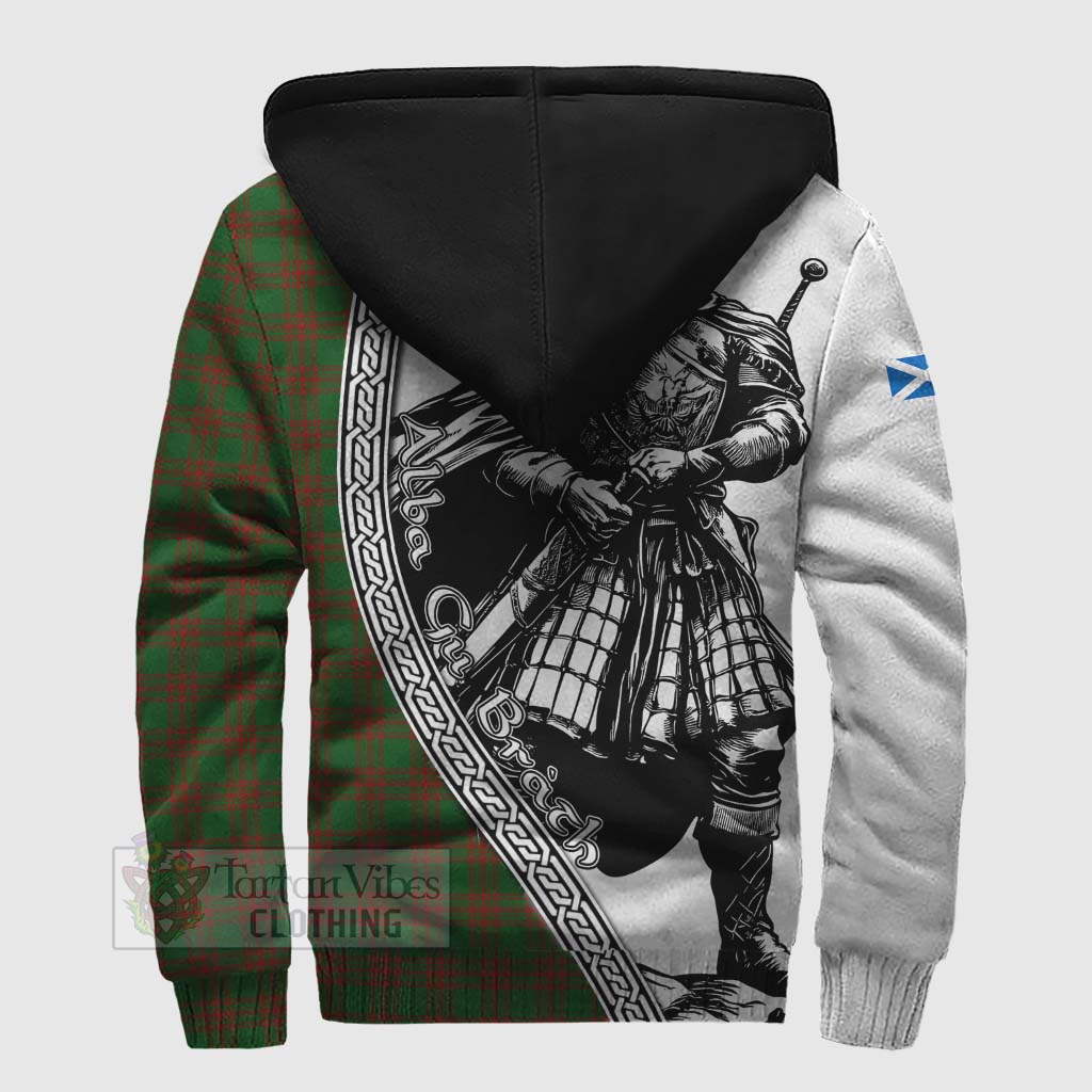 Tartan Vibes Clothing Menzies Tartan Clan Crest Sherpa Hoodie with Highlander Warrior Celtic Style