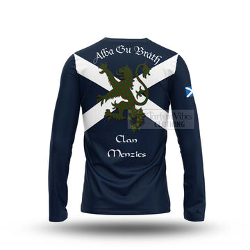Menzies Tartan Lion Rampant Long Sleeve T-Shirt Proudly Display Your Heritage with Alba Gu Brath and Clan Name - Tartan Vibes Clothing