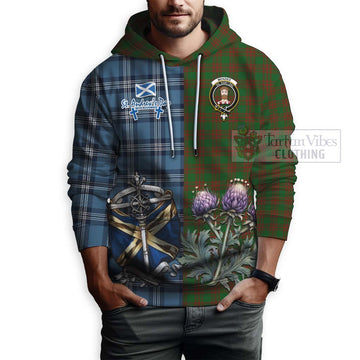 Menzies Tartan Hoodie Happy St. Andrew's Day Half Tartan Style