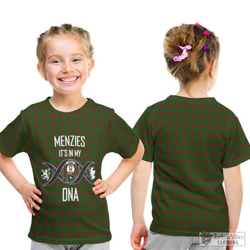 Menzies Tartan Kid T-Shirt with Family Crest DNA In Me Style