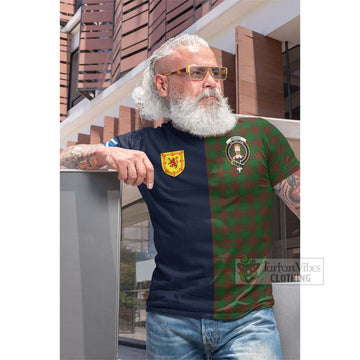 Menzies Tartan Cotton T-shirt Alba with Scottish Lion Royal Arm Half Style