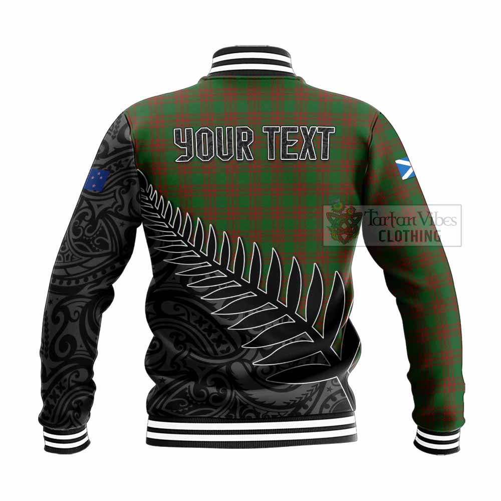 Tartan Vibes Clothing Menzies Crest Tartan Baseball Jacket with New Zealand Silver Fern Half Style