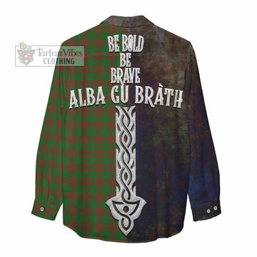 Menzies Tartan Family Crest Women's Casual Shirt Alba Gu Brath Be Brave Lion Ancient Style - Tartan Vibes Clothing