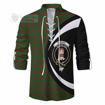 Menzies Tartan Ghillie Kilt Shirt with Family Crest Circle Style