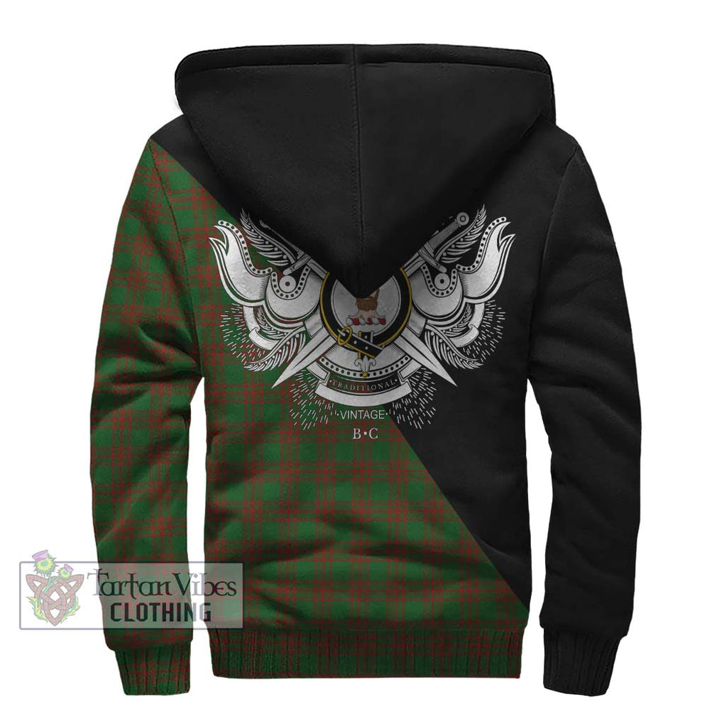 Menzies Tartan Sherpa Hoodie with Family Crest and Military Logo Style - Tartanvibesclothing Shop