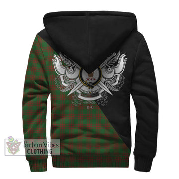 Menzies Tartan Sherpa Hoodie with Family Crest and Military Logo Style