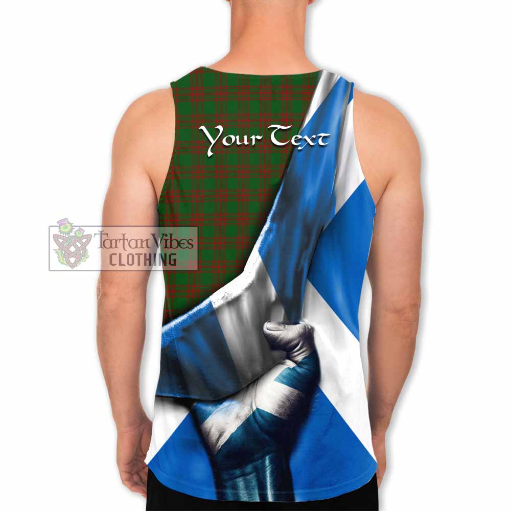 Tartan Vibes Clothing Menzies Tartan Men's Tank Top with Family Crest Scotland Patriotic Style