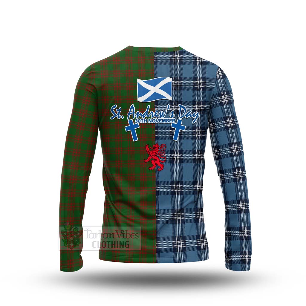 Tartan Vibes Clothing Menzies Tartan Long Sleeve T-Shirt Happy St. Andrew's Day Half Tartan Style