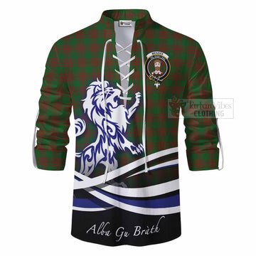 Menzies Tartan Ghillie Kilt Shirt with Alba Gu Brath Regal Lion Emblem