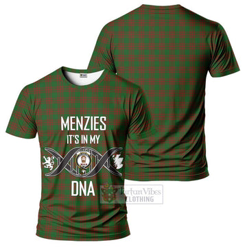 Menzies Tartan T-Shirt with Family Crest DNA In Me Style