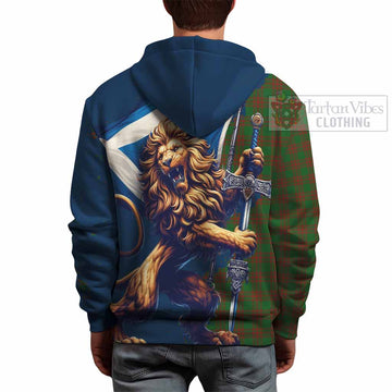 Menzies Tartan Family Crest Hoodie with Scottish Majestic Lion