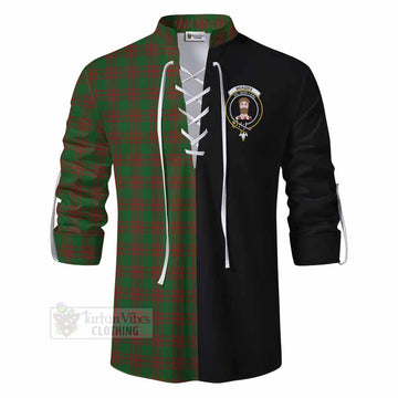 Menzies Tartan Ghillie Kilt Shirt with Family Crest and Half Of Me Style