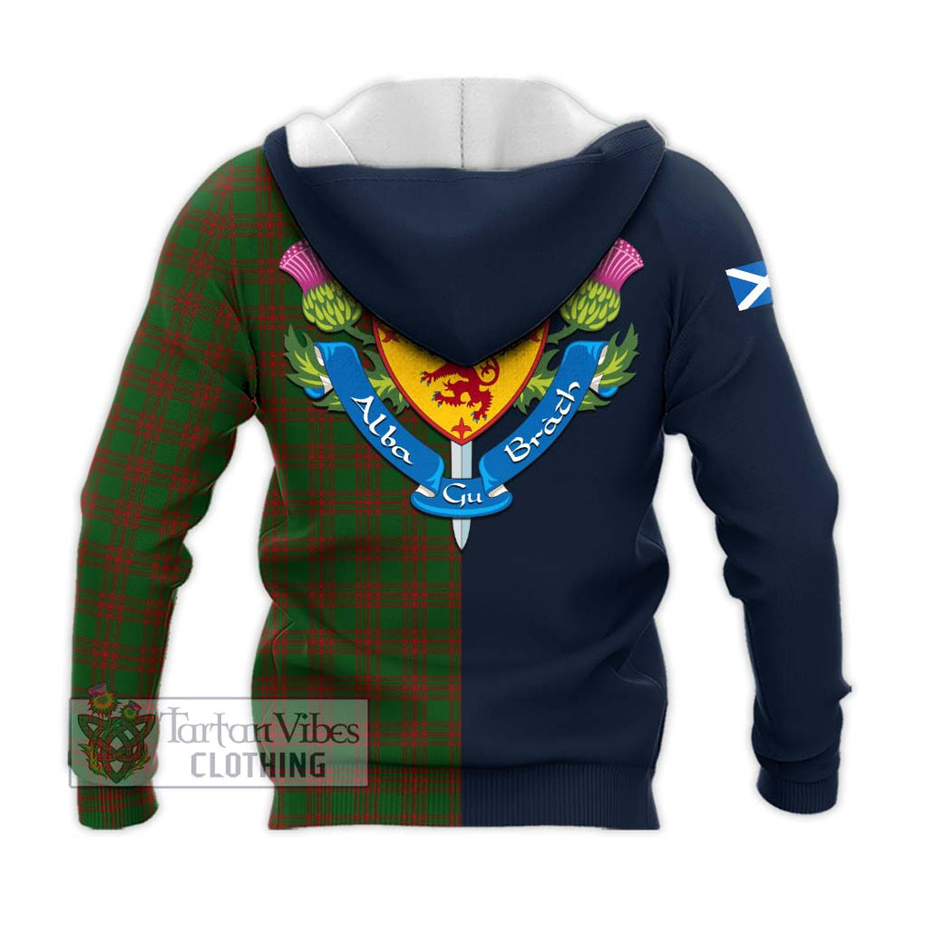 Tartan Vibes Clothing Menzies Tartan Knitted Hoodie with Scottish Lion Royal Arm Half Style