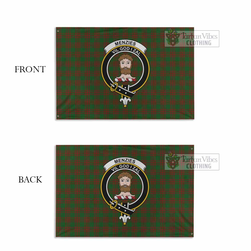 Tartan Vibes Clothing Menzies Tartan House Flag with Family Crest