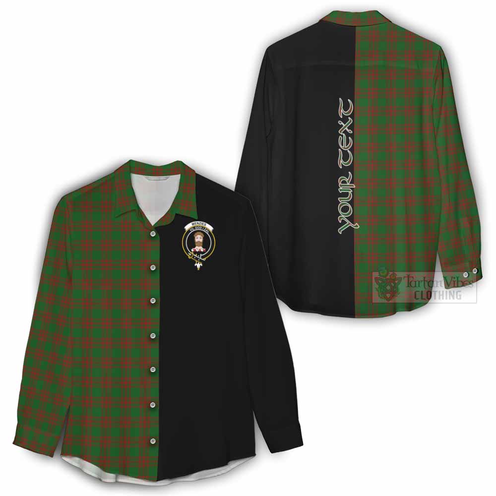 Tartan Vibes Clothing Menzies Tartan Women's Casual Shirt with Family Crest and Half Of Me Style