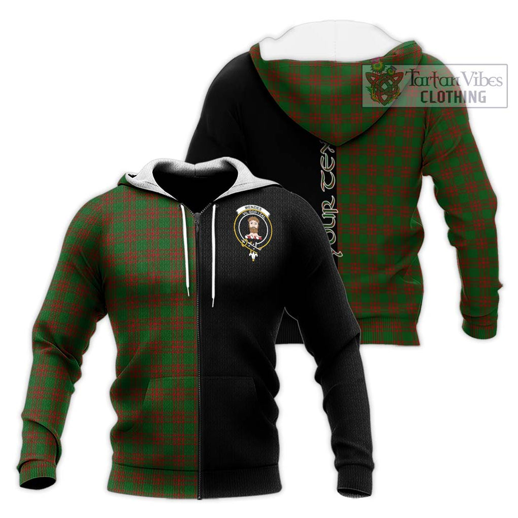 Menzies Tartan Knitted Hoodie with Family Crest and Half Of Me Style Unisex Knitted Zip Hoodie - Tartanvibesclothing Shop