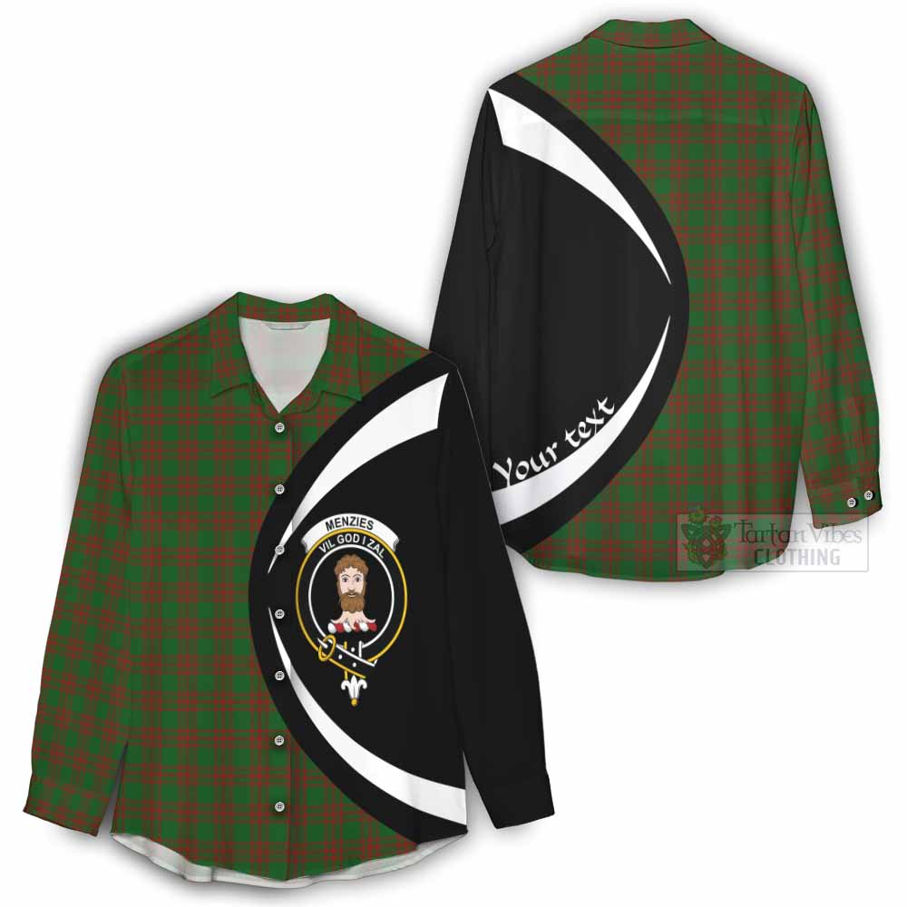 Tartan Vibes Clothing Menzies Tartan Women's Casual Shirt with Family Crest Circle Style