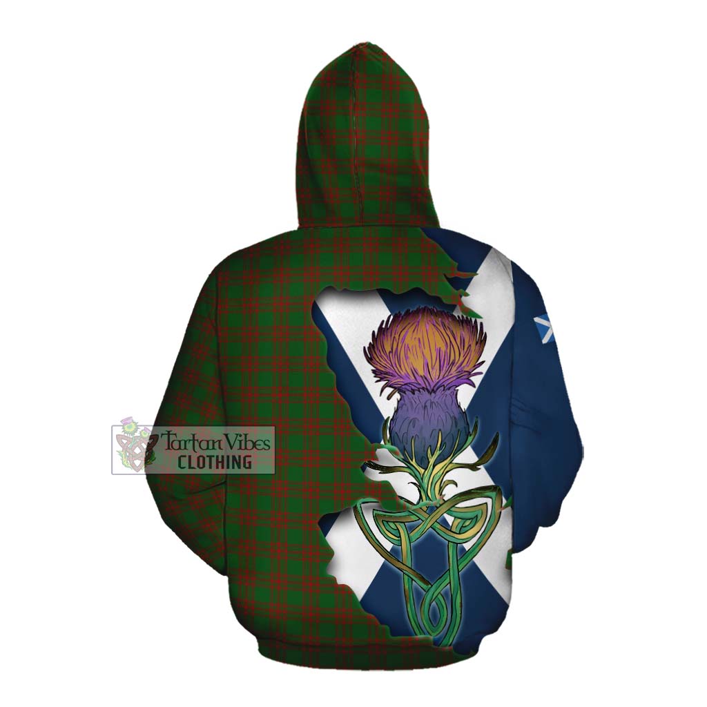 Menzies Tartan Family Crest Cotton Hoodie Scottish Thistle Celtic Inspired Pullover Hoodie - Tartan Vibes Clothing