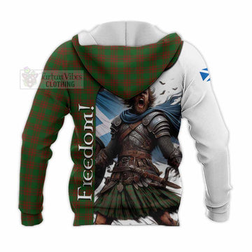 Menzies Crest Tartan Knitted Hoodie Inspired by the Freedom of Scottish Warrior