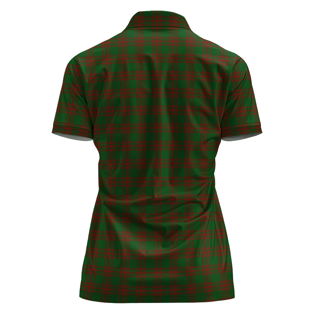 Menzies Tartan Polo Shirt with Family Crest For Women - Tartan Vibes Clothing