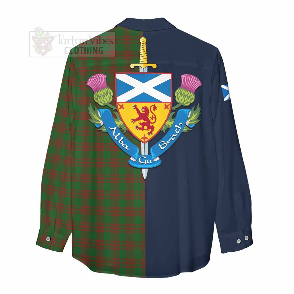 Tartan Vibes Clothing Menzies Tartan Women's Casual Shirt Alba with Scottish Lion Royal Arm Half Style