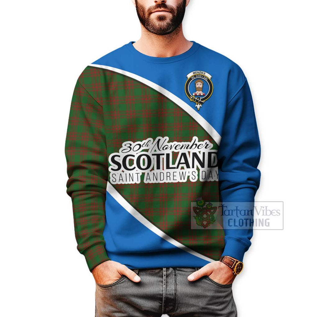 Tartan Vibes Clothing Menzies Family Crest Tartan Sweatshirt Celebrate Saint Andrew's Day in Style