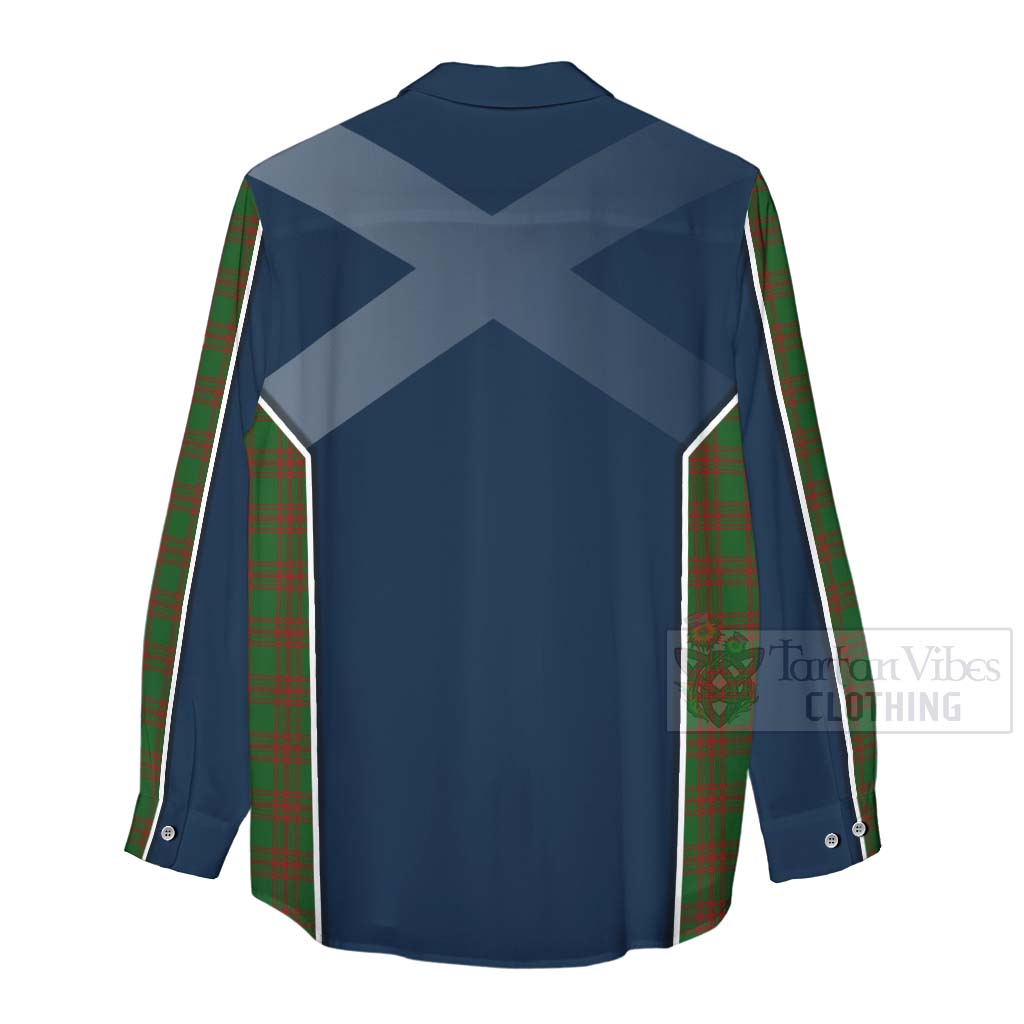 Tartan Vibes Clothing Menzies Tartan Women's Casual Shirt with Family Crest and Scottish Thistle Vibes Sport Style