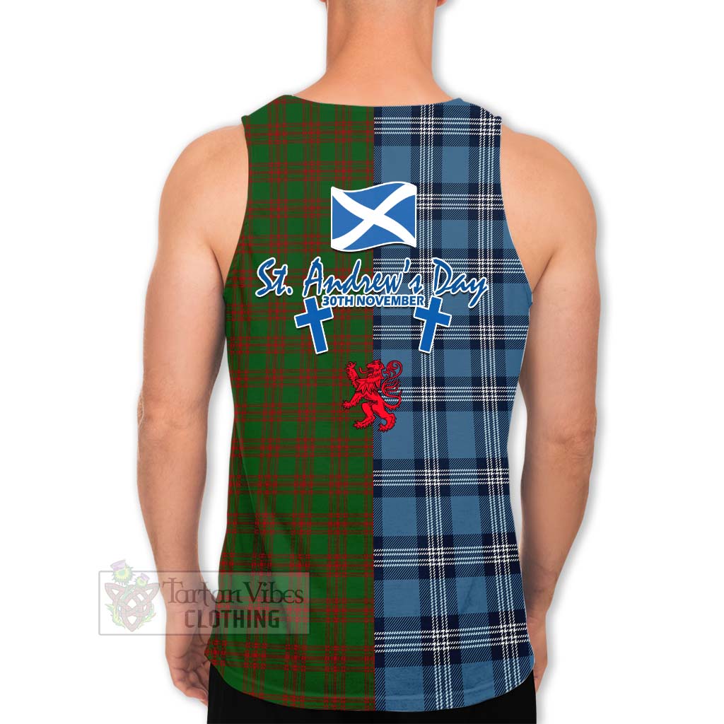 Tartan Vibes Clothing Menzies Tartan Men's Tank Top Happy St. Andrew's Day Half Tartan Style