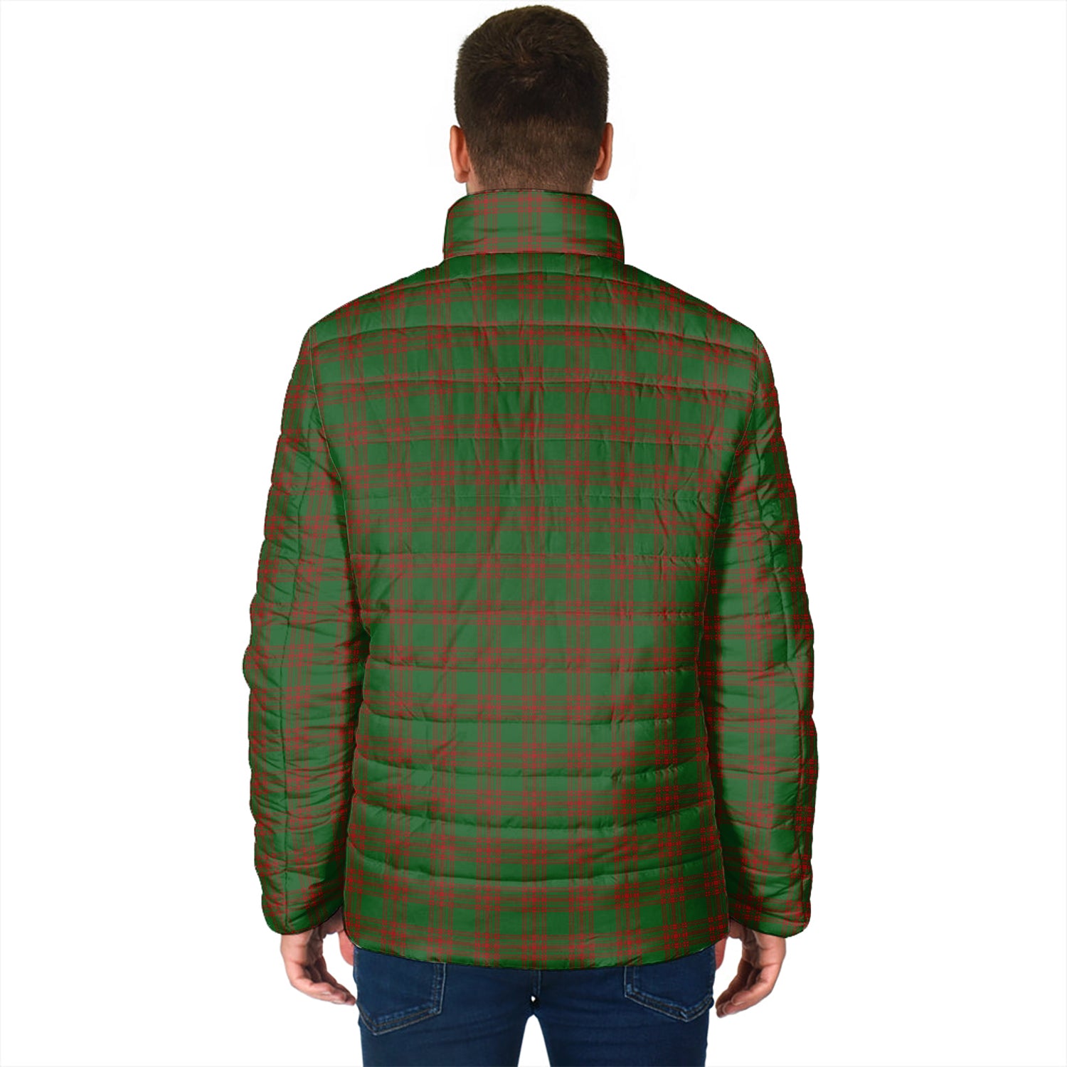 Menzies Tartan Padded Jacket with Family Crest - Tartan Vibes Clothing