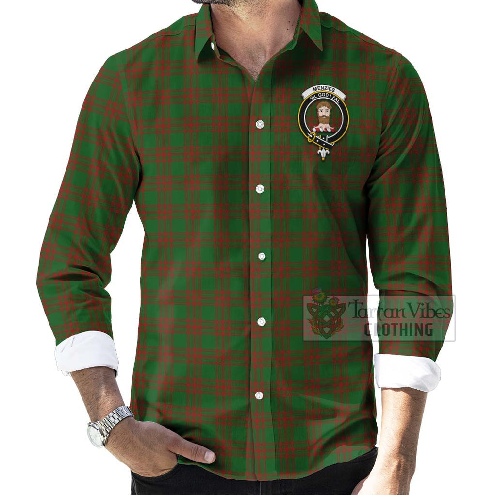 Tartan Vibes Clothing Menzies Tartan Long Sleeve Button Shirt with Family Crest and Bearded Skull Holding Bottles of Whiskey