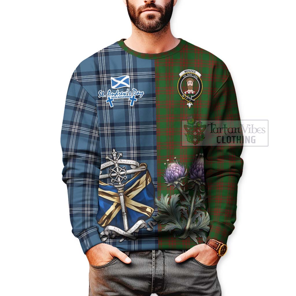 Tartan Vibes Clothing Menzies Tartan Sweatshirt Happy St. Andrew's Day Half Tartan Style