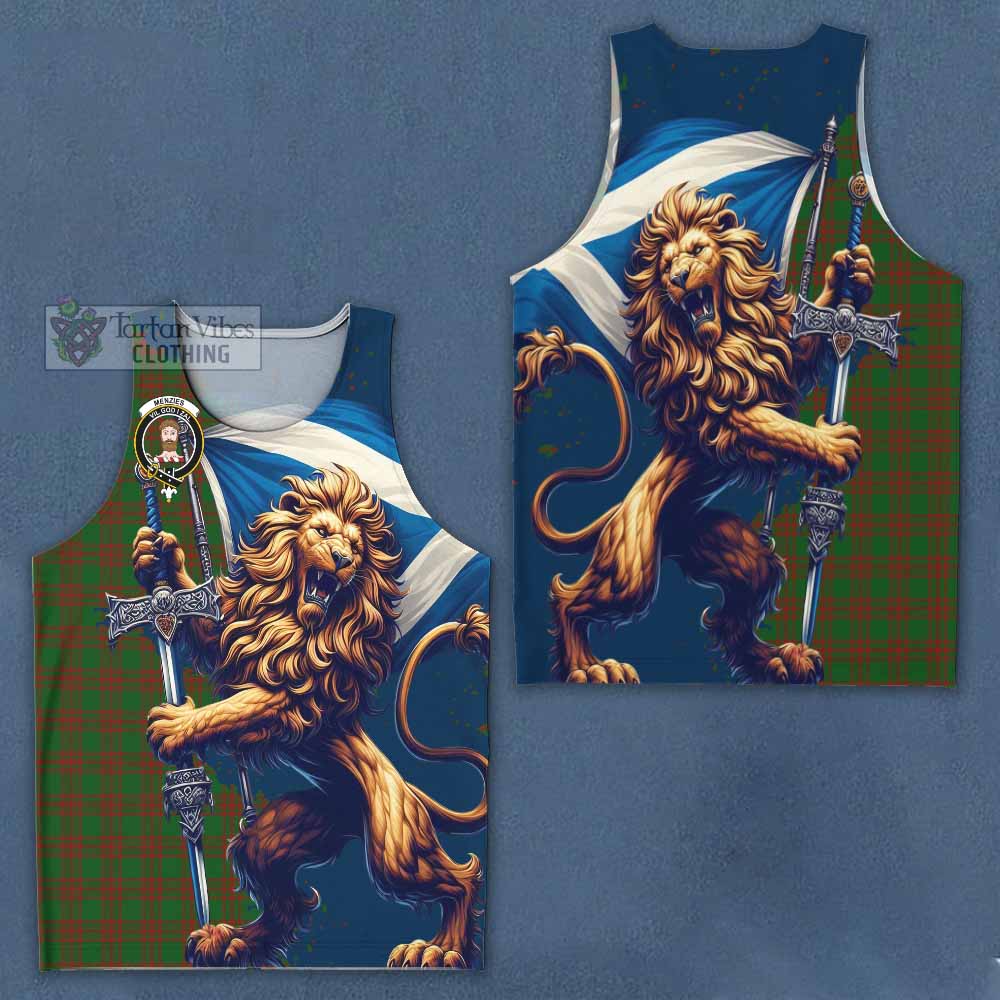 Tartan Vibes Clothing Menzies Tartan Family Crest Men's Tank Top with Scottish Majestic Lion