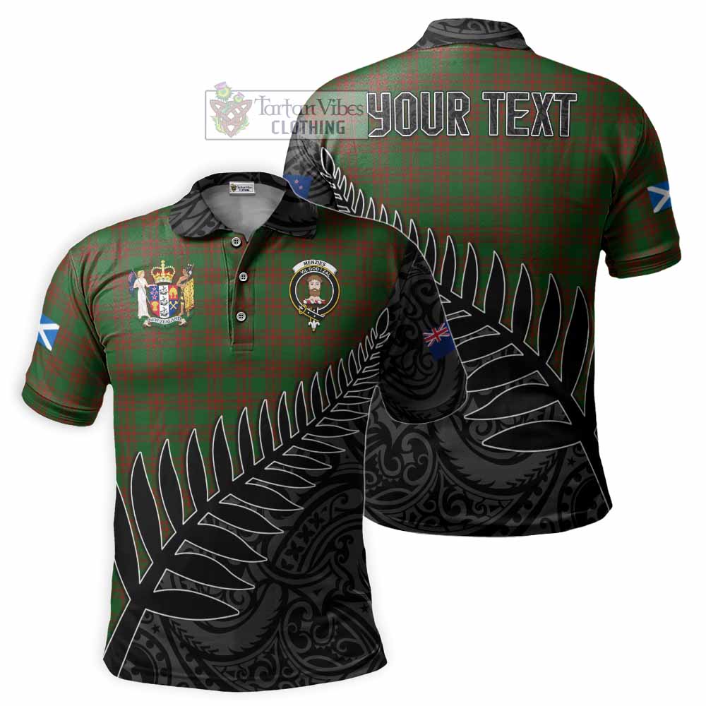 Menzies Crest Tartan Polo Shirt with New Zealand Silver Fern Half Style