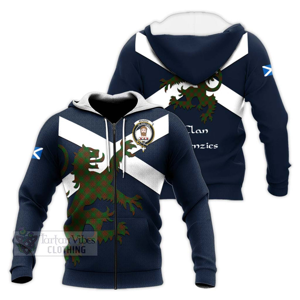 Tartan Vibes Clothing Menzies Tartan Lion Rampant Knitted Hoodie – Proudly Display Your Heritage with Alba Gu Brath and Clan Name