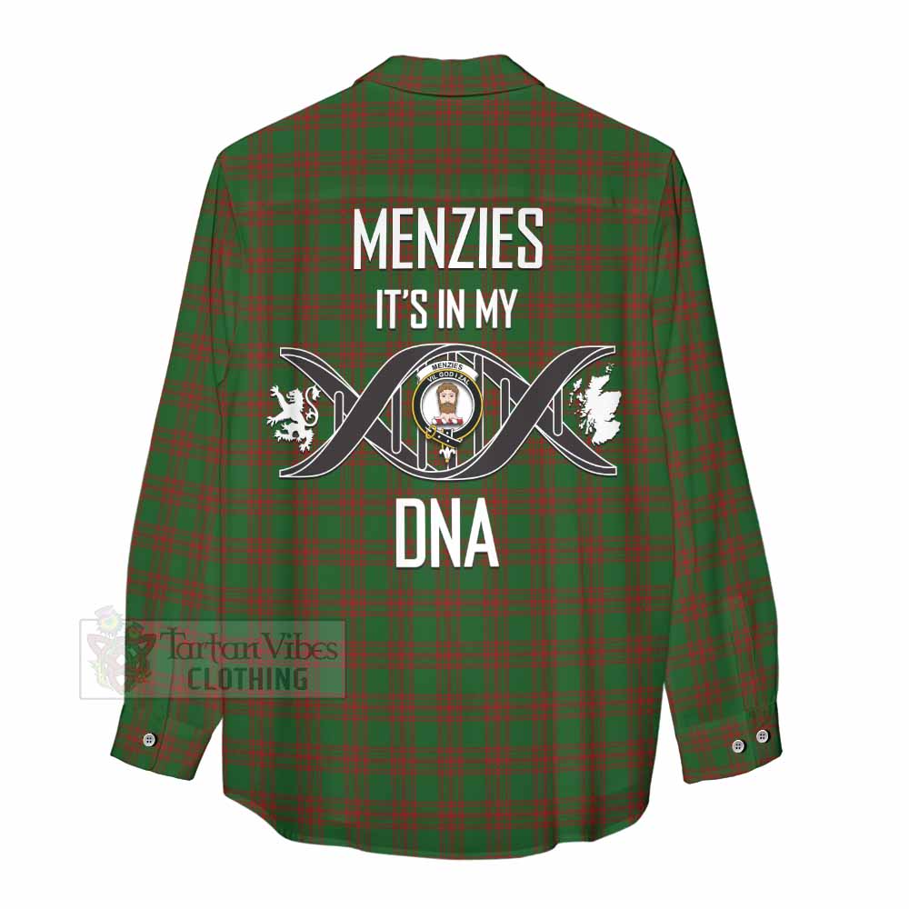 Tartan Vibes Clothing Menzies Tartan Women's Casual Shirt with Family Crest DNA In Me Style