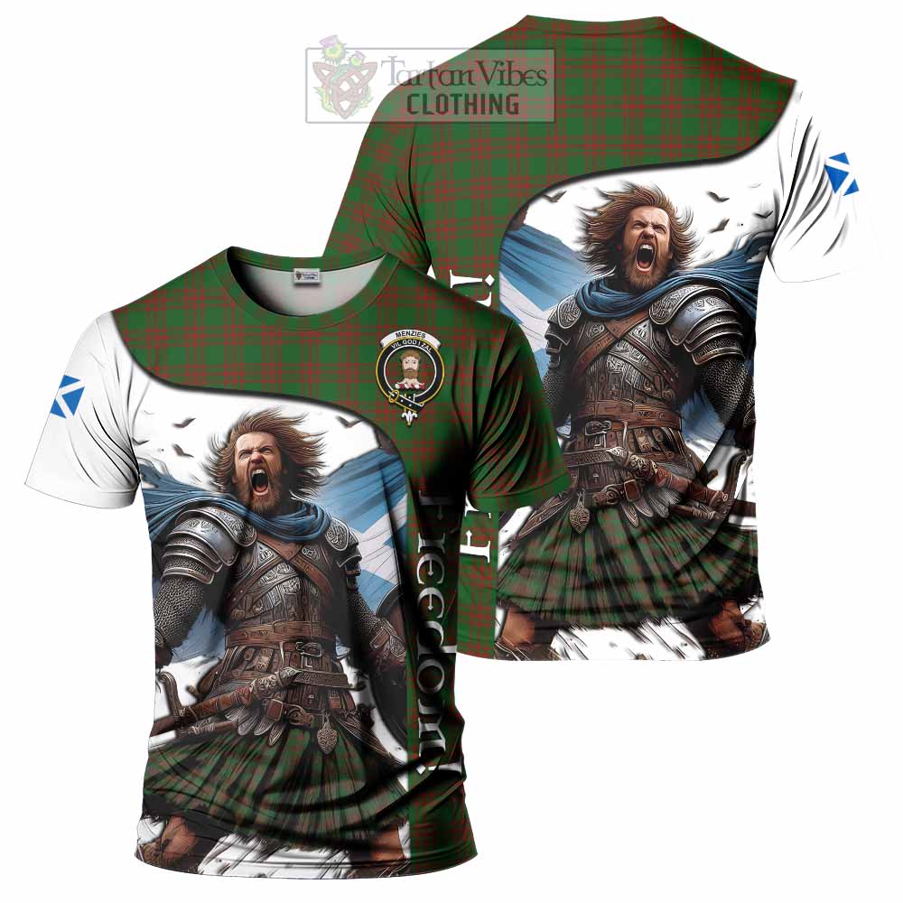 Menzies Crest Tartan T-Shirt Inspired by the Freedom of Scottish Warrior