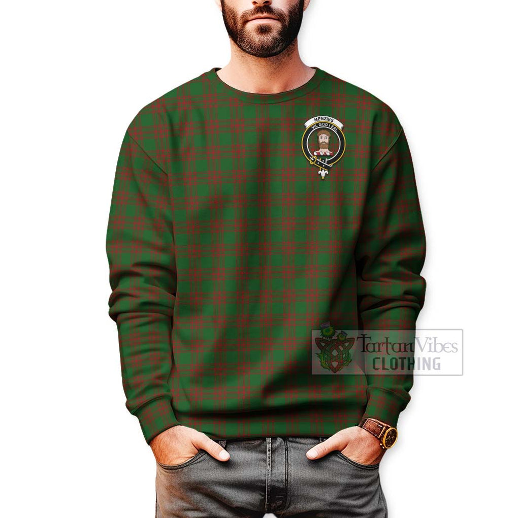 Tartan Vibes Clothing Menzies Tartan Sweatshirt with Family Crest and Bearded Skull Holding Bottles of Whiskey